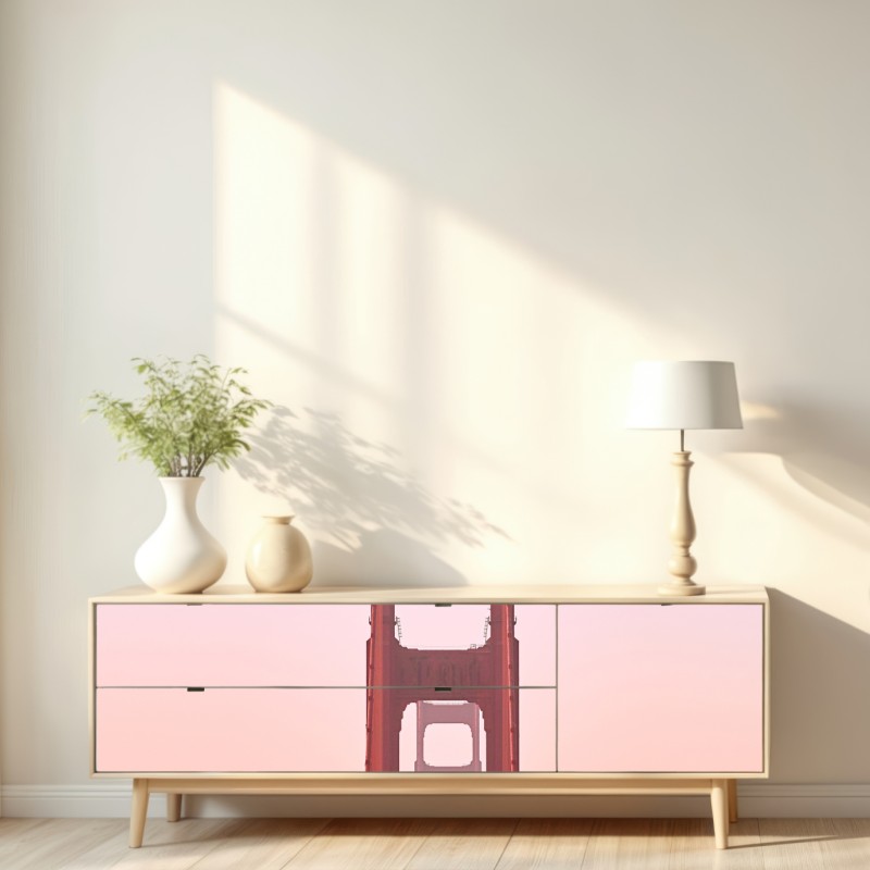 Naklejka repozycjonowalna Golden Gate o pastelowym zachodzie słońca – Wallissimo® Naklejka repozycjonowalna Golden Gate o pastelowym zachodzie słońca – Wallissimo®