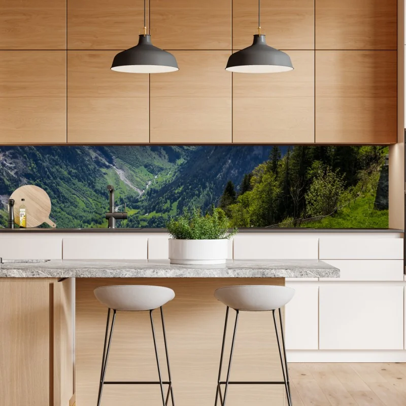 Naklejka repozycjonowalna zimowy las brzozowy ze złotym świtem – Wallissimo®