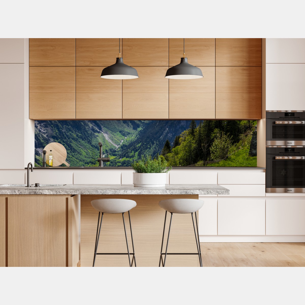 Naklejka repozycjonowalna alpejska łąka wiosną pod ośnieżonymi szczytami – Wallissimo® Naklejka repozycjonowalna alpejska łąka wiosną pod ośnieżonymi szczytami – Wallissimo®