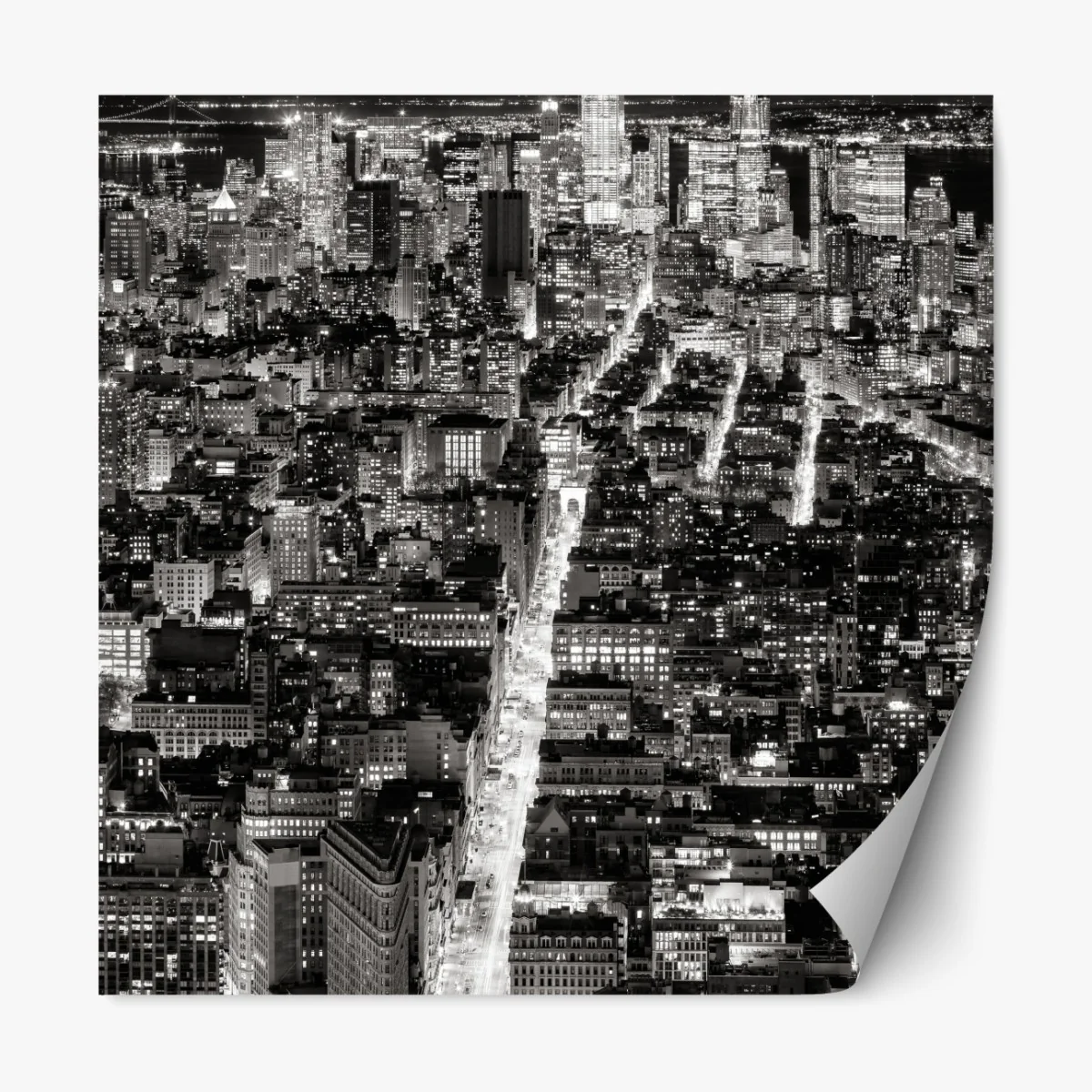 Naklejka repozycjonowalna monochromatyczna panorama miasta nocą – Wallissimo® Naklejka repozycjonowalna monochromatyczna panorama miasta nocą – Wallissimo®