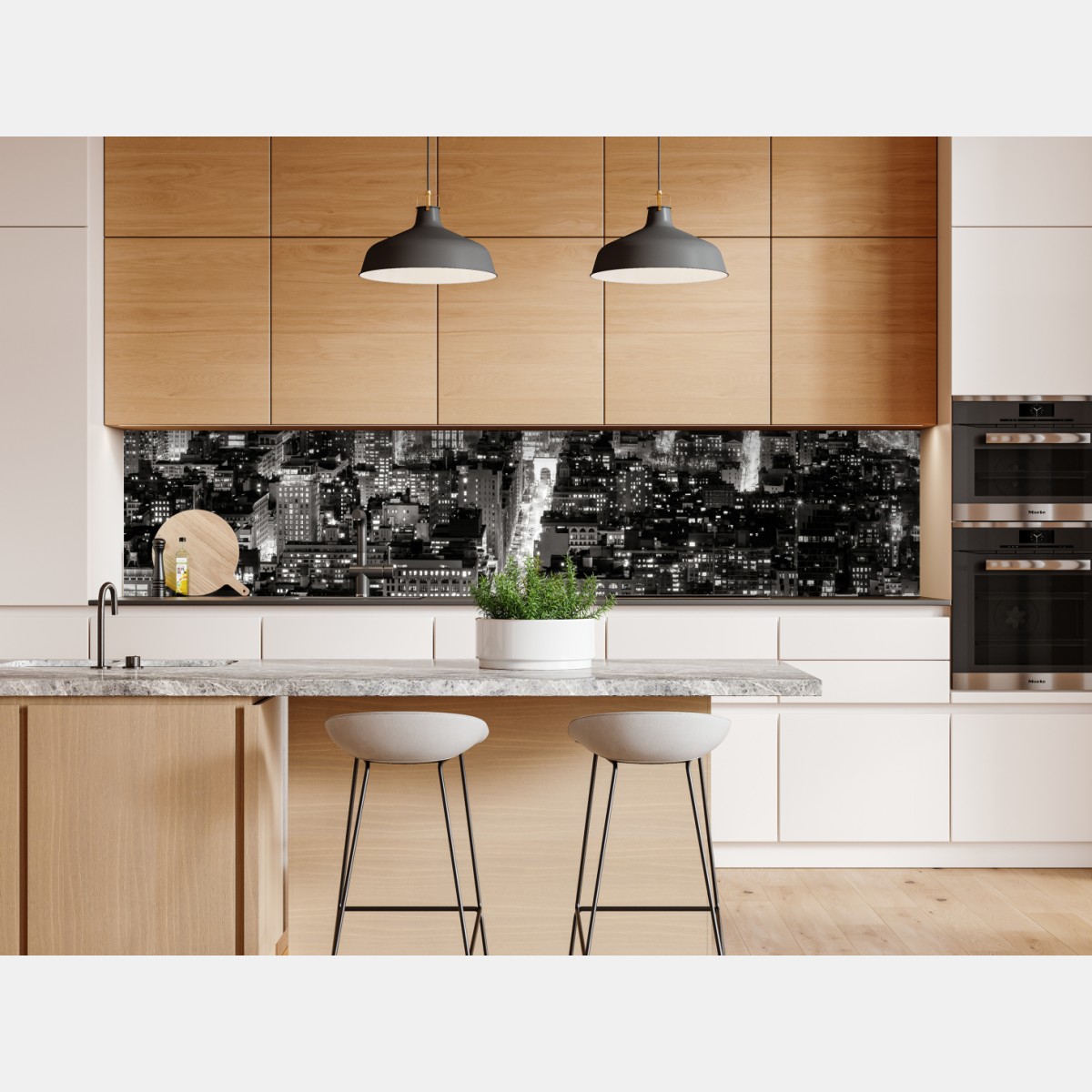 Naklejka repozycjonowalna monochromatyczna panorama miasta nocą – Wallissimo® Naklejka repozycjonowalna monochromatyczna panorama miasta nocą – Wallissimo®