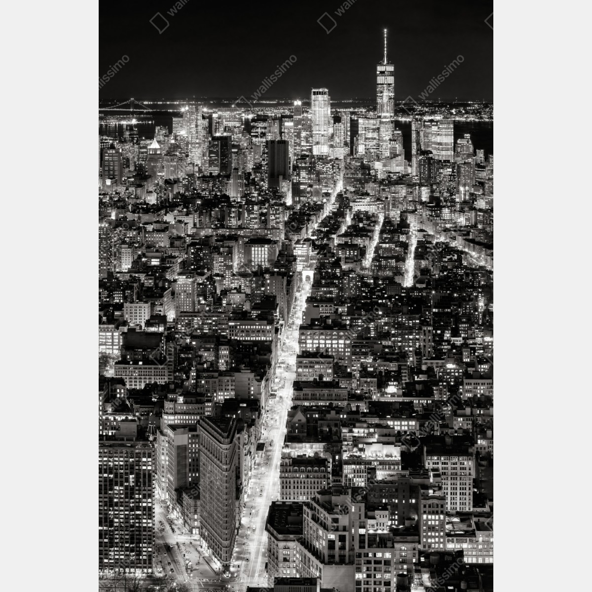 Naklejka repozycjonowalna monochromatyczna panorama miasta nocą – Wallissimo® Naklejka repozycjonowalna monochromatyczna panorama miasta nocą – Wallissimo®