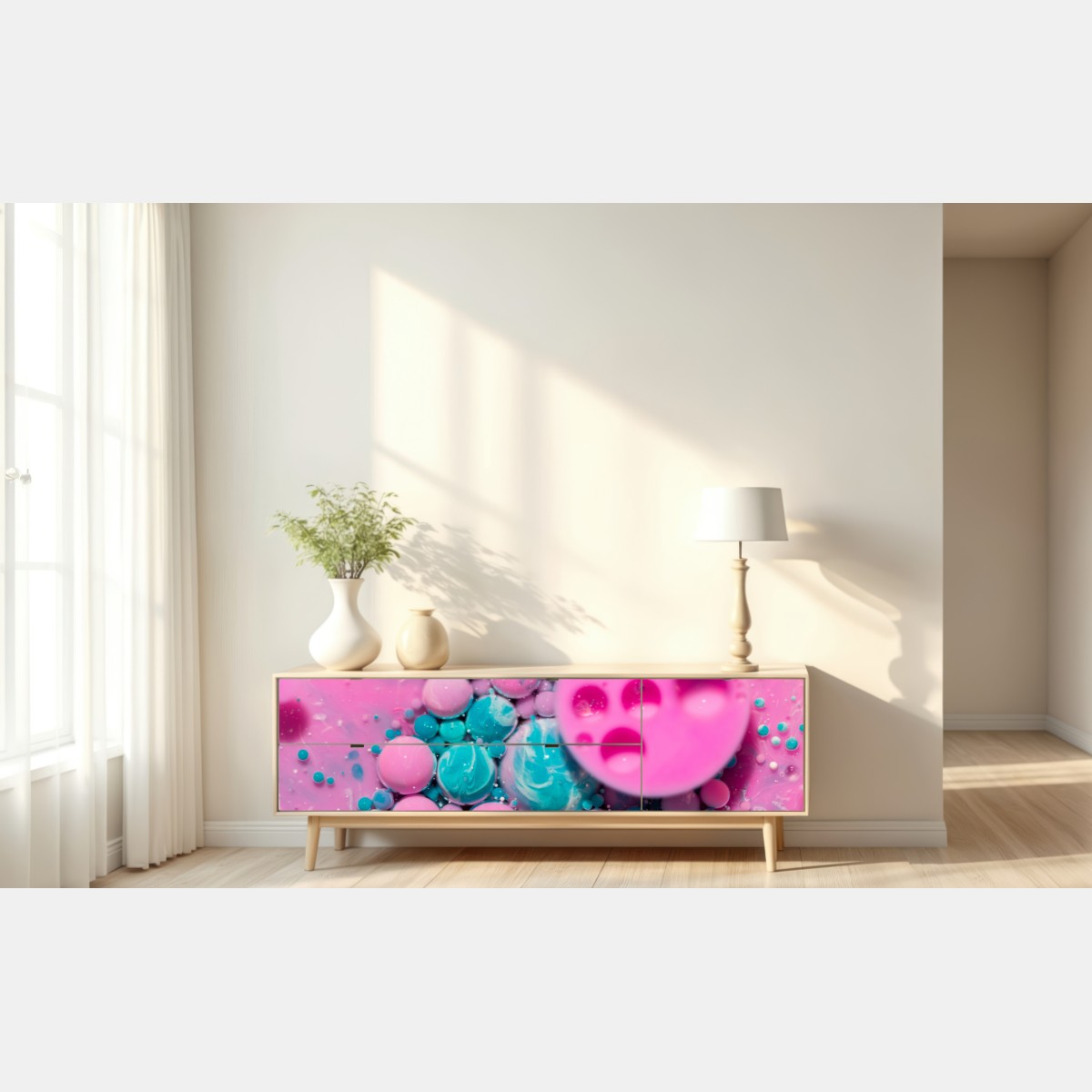 Naklejka repozycjonowalna różowy i turkusowy marmur abstrakcyjny – Wallissimo® Naklejka repozycjonowalna różowy i turkusowy marmur abstrakcyjny – Wallissimo®