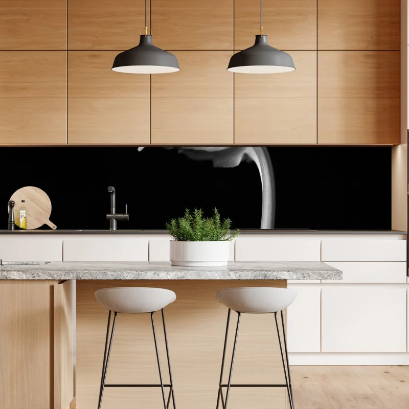 Naklejka repozycjonowalna zimowa mgła nad lasem iglastym – Wallissimo®