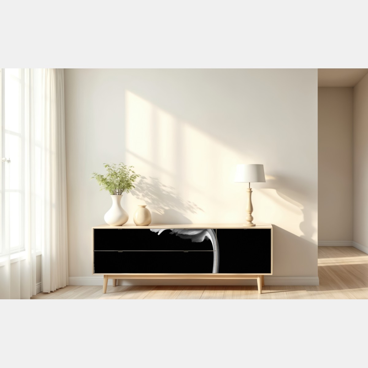 Naklejka repozycjonowalna elegancki monochromatyczny tulipan – Wallissimo® Naklejka repozycjonowalna elegancki monochromatyczny tulipan – Wallissimo®