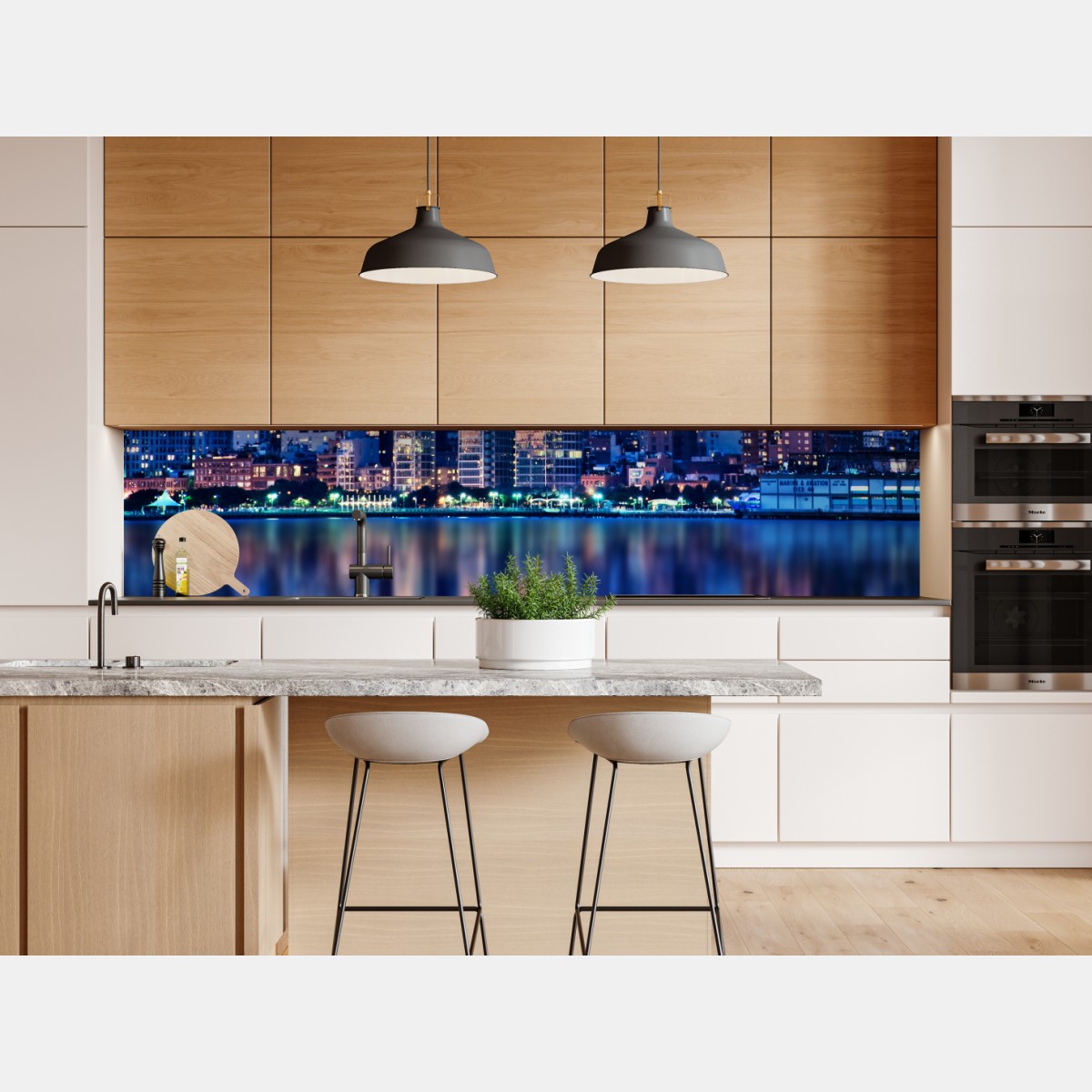 Naklejka repozycjonowalna Nowy Jork nocna panorama z odbiciem – Wallissimo® Naklejka repozycjonowalna Nowy Jork nocna panorama z odbiciem – Wallissimo®