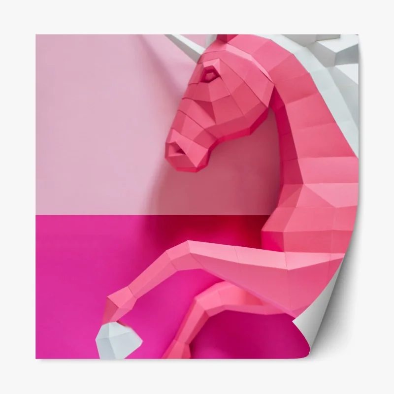 Naklejka repozycjonowalna różowy geometryczny jednorożec