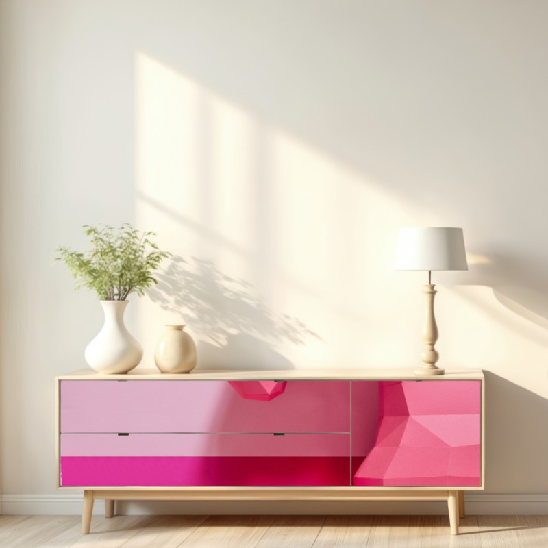 Naklejka repozycjonowalna różowy geometryczny jednorożec – Wallissimo® Naklejka repozycjonowalna różowy geometryczny jednorożec – Wallissimo®