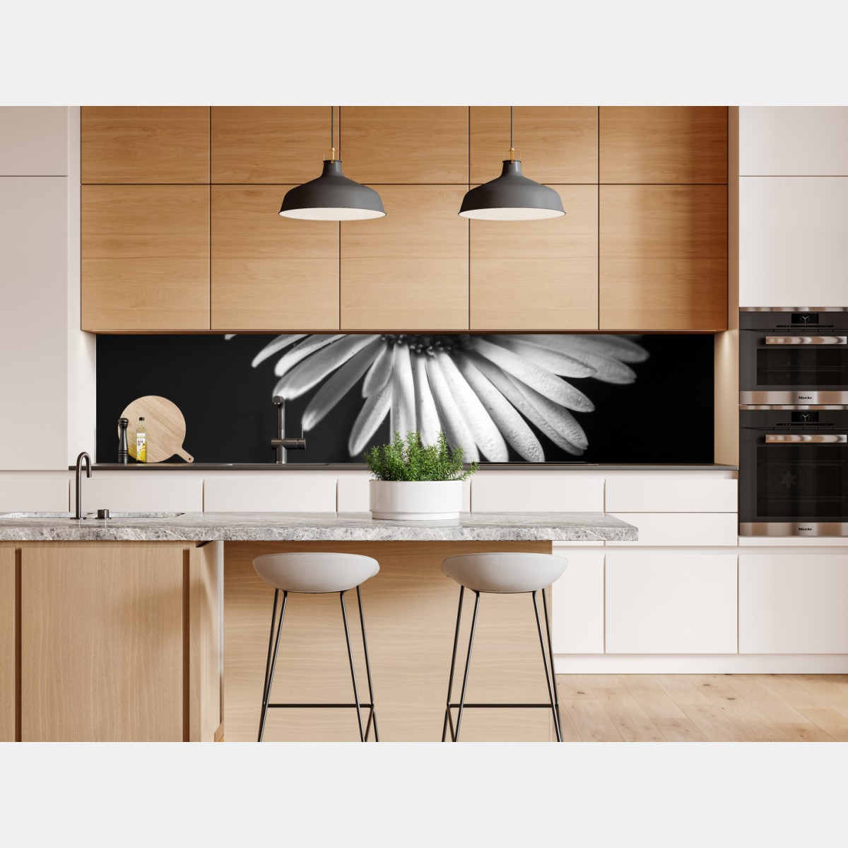 Naklejka repozycjonowalna monochromatyczna stokrotka w zbliżeniu – Wallissimo® Naklejka repozycjonowalna monochromatyczna stokrotka w zbliżeniu – Wallissimo®