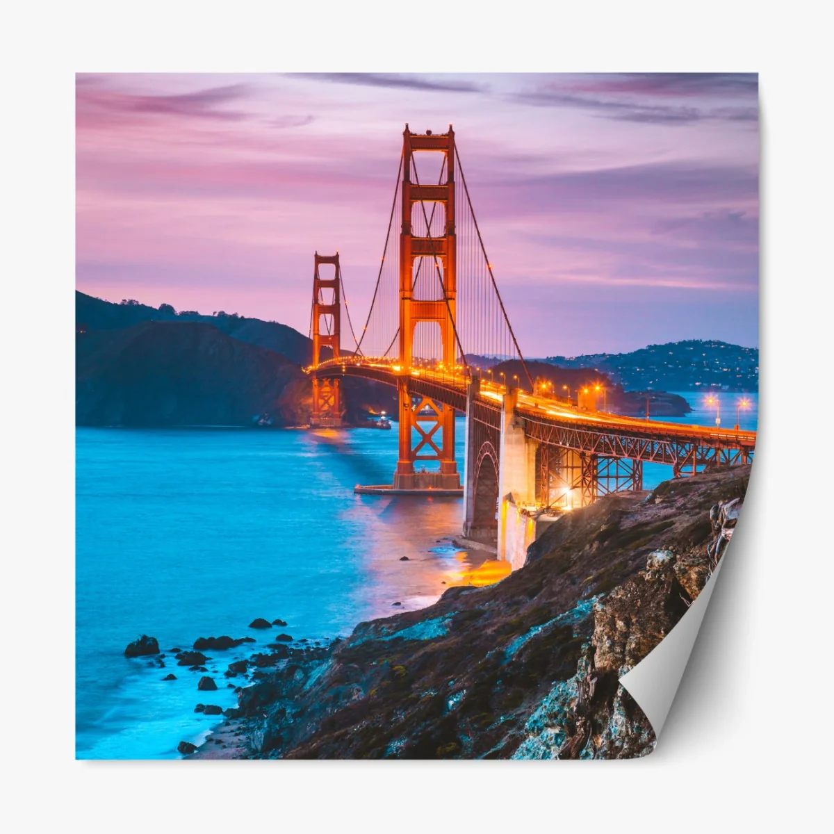 Naklejka repozycjonowalna most Golden Gate o zmierzchu, San Francisco – Wallissimo® Naklejka repozycjonowalna most Golden Gate o zmierzchu, San Francisco – Wallissimo®