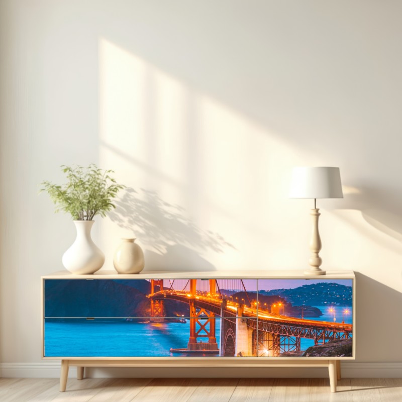 Naklejka repozycjonowalna most Golden Gate o zmierzchu, San Francisco – Wallissimo® Naklejka repozycjonowalna most Golden Gate o zmierzchu, San Francisco – Wallissimo®