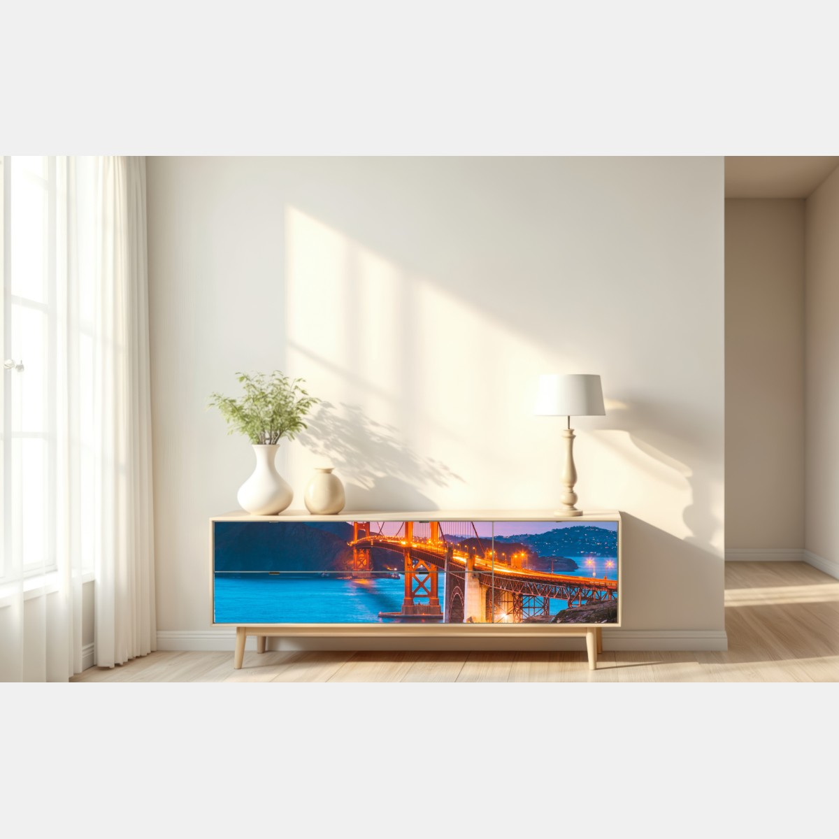 Naklejka repozycjonowalna most Golden Gate o zmierzchu, San Francisco – Wallissimo® Naklejka repozycjonowalna most Golden Gate o zmierzchu, San Francisco – Wallissimo®