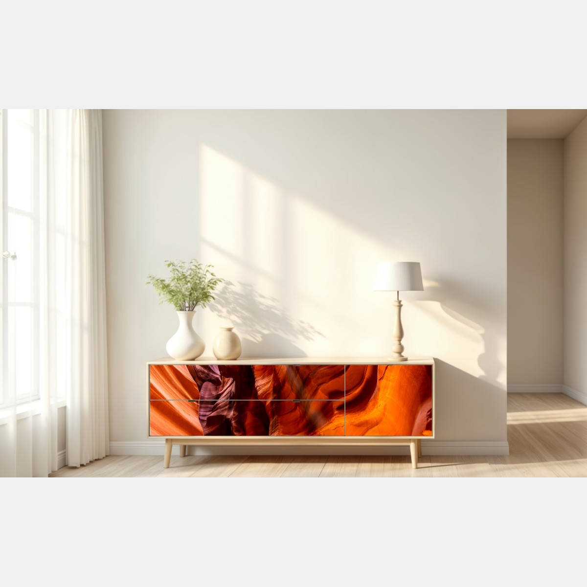 Naklejka repozycjonowalna Kanion Antylopy światło i pofałdowane piaskowce – Wallissimo® Naklejka repozycjonowalna Kanion Antylopy światło i pofałdowane piaskowce – Wallissimo®