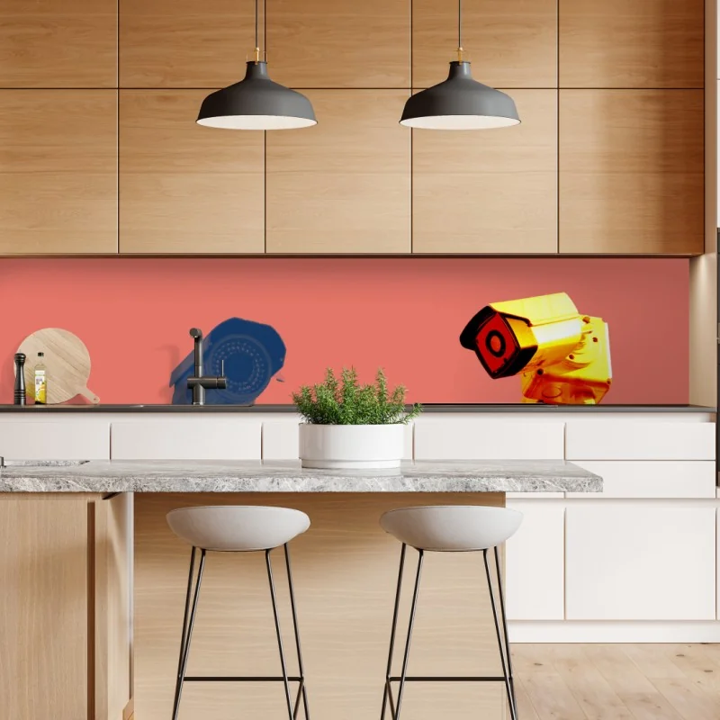 Naklejka repozycjonowalna czerwony botaniczny wzór liści – Wallissimo®