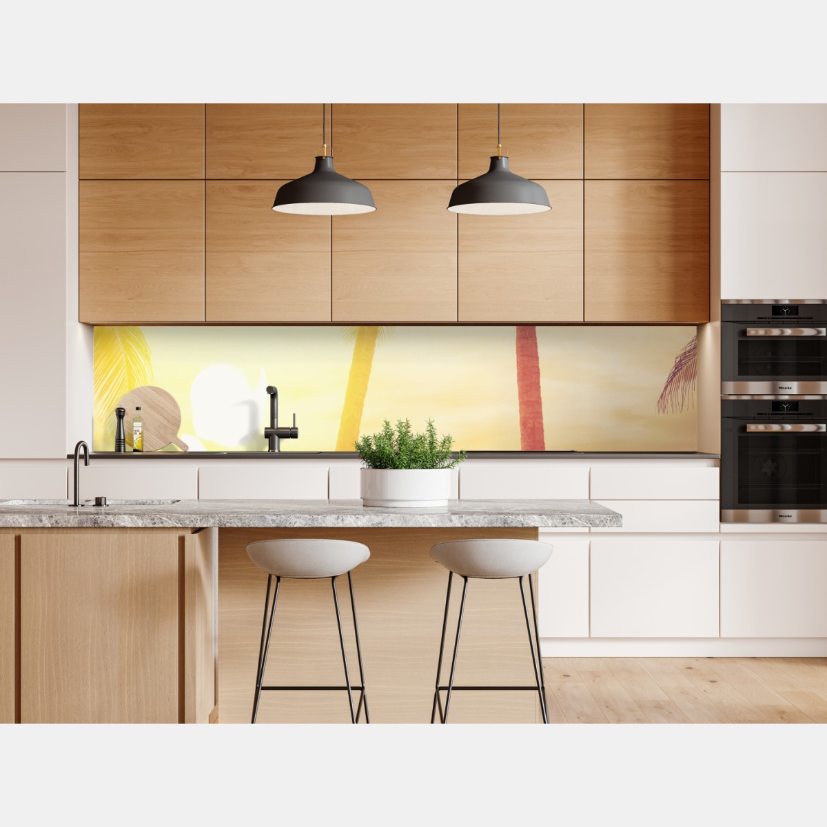 Naklejka repozycjonowalna tropikalny zachód słońca z deskami surfingowymi – Wallissimo® Naklejka repozycjonowalna tropikalny zachód słońca z deskami surfingowymi – Wallissimo®