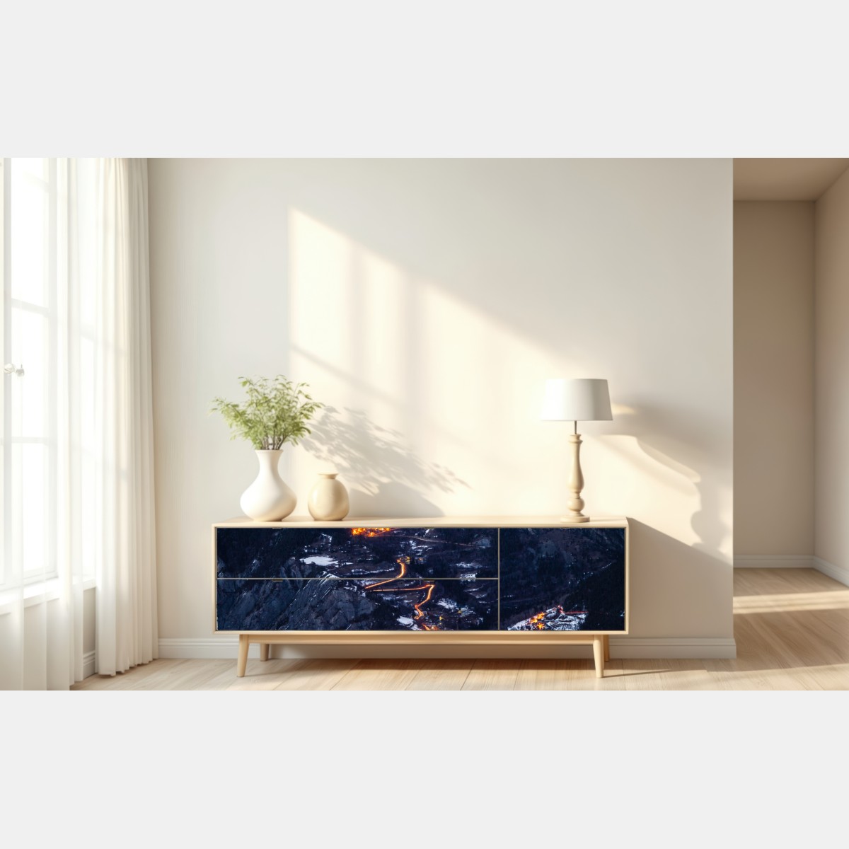 Naklejka repozycjonowalna Alpe d'Huez nocna wspinaczka po krętej drodze – Wallissimo® Naklejka repozycjonowalna Alpe d'Huez nocna wspinaczka po krętej drodze – Wallissimo®