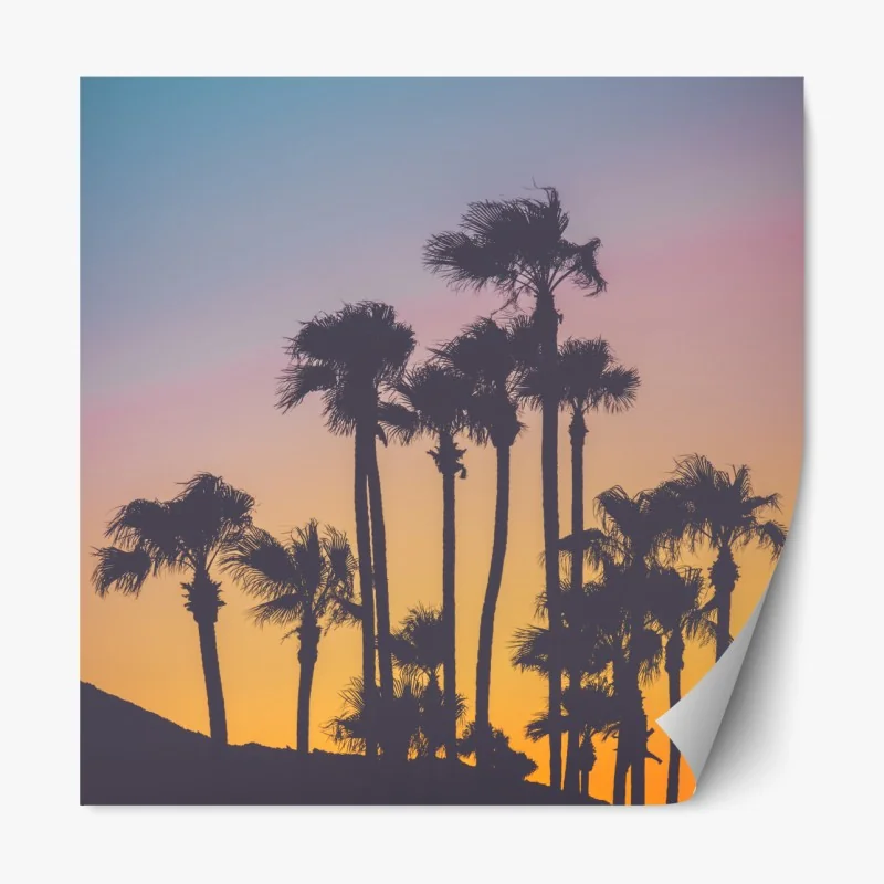 Naklejka repozycjonowalna retro tropikalne palmy o zachodzie słońca