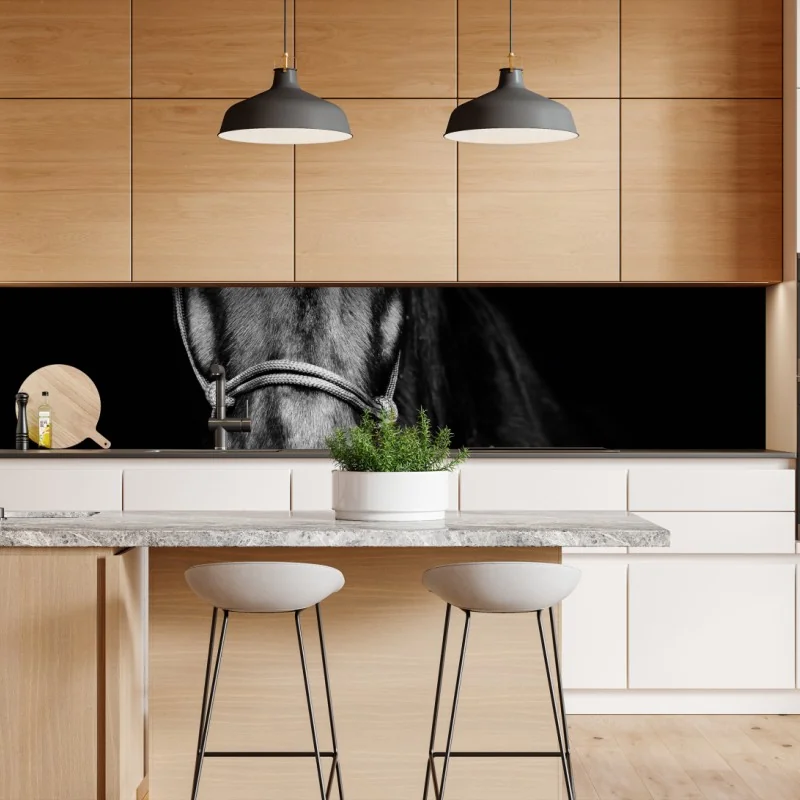 Naklejka repozycjonowalna dramatyczny portret konia w monochromie