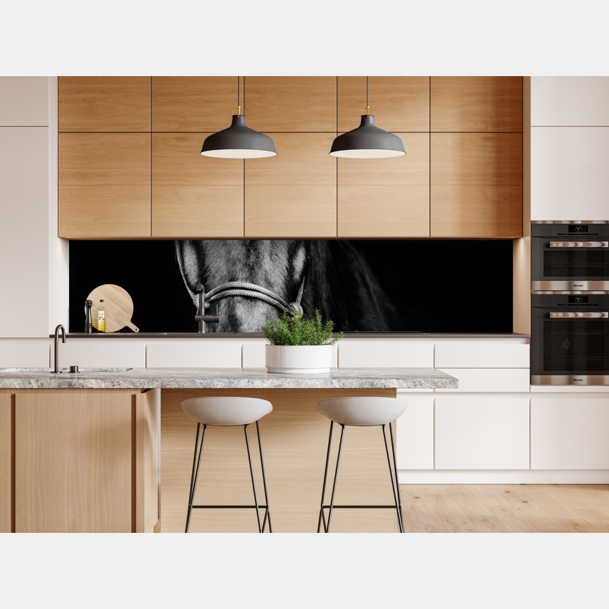 Naklejka repozycjonowalna dramatyczny portret konia w monochromie – Wallissimo® Naklejka repozycjonowalna dramatyczny portret konia w monochromie – Wallissimo®