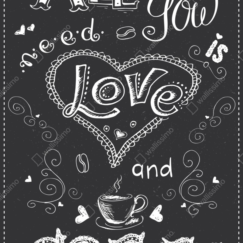 Naklejka repozycjonowalna wszystko, czego potrzebujesz, to miłość i kawa – Wallissimo® Naklejka repozycjonowalna wszystko, czego potrzebujesz, to miłość i kawa – Wallissimo®