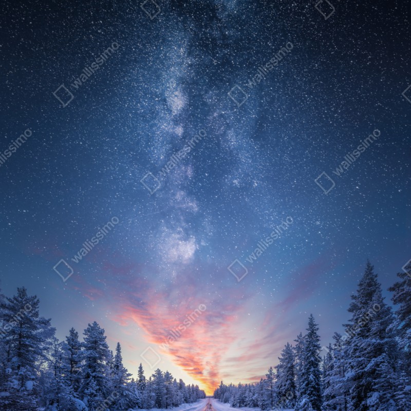 Naklejka repozycjonowalna droga do mlecznej drogi o wschodzie słońca – Wallissimo® Naklejka repozycjonowalna droga do mlecznej drogi o wschodzie słońca – Wallissimo®