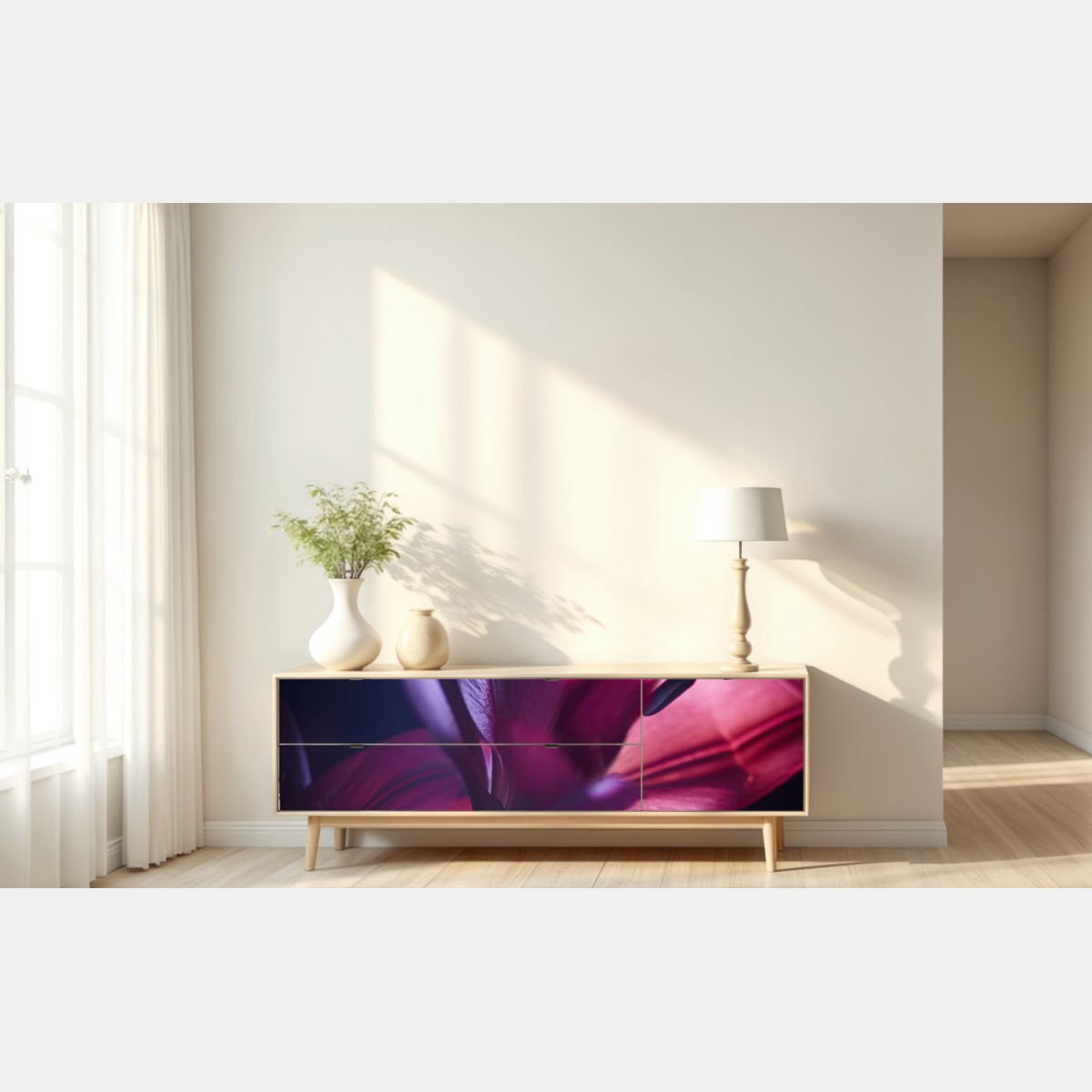 Naklejka repozycjonowalna czerwona lilia w półmroku – Wallissimo® Naklejka repozycjonowalna czerwona lilia w półmroku – Wallissimo®