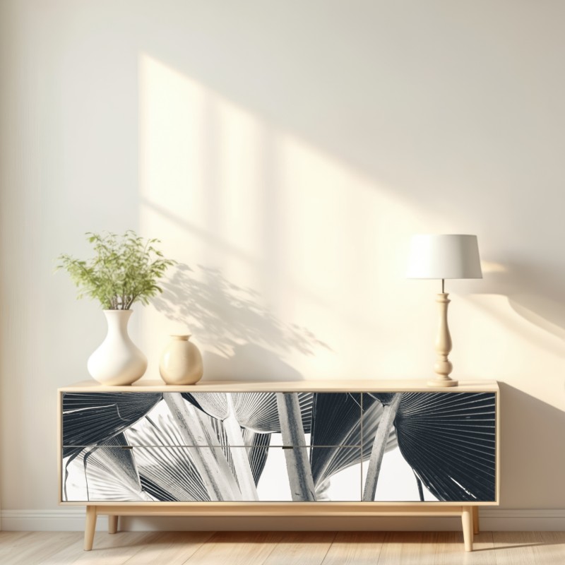 Naklejka repozycjonowalna tropikalna kompozycja liści bananowca – Wallissimo® Naklejka repozycjonowalna tropikalna kompozycja liści bananowca – Wallissimo®