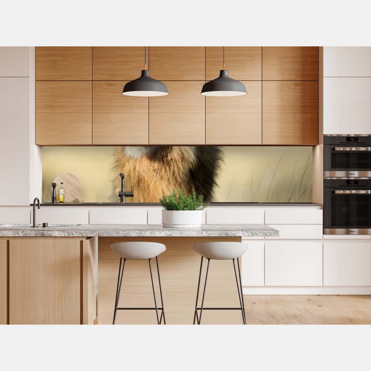 Naklejka repozycjonowalna majestatyczny lew na sawannie – Wallissimo® Naklejka repozycjonowalna majestatyczny lew na sawannie – Wallissimo®