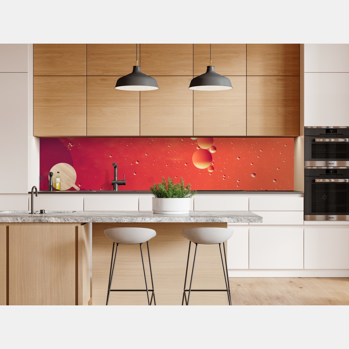 Naklejka repozycjonowalna ciepła pomarańczowa abstrakcja z bąbelkami – Wallissimo® Naklejka repozycjonowalna ciepła pomarańczowa abstrakcja z bąbelkami – Wallissimo®