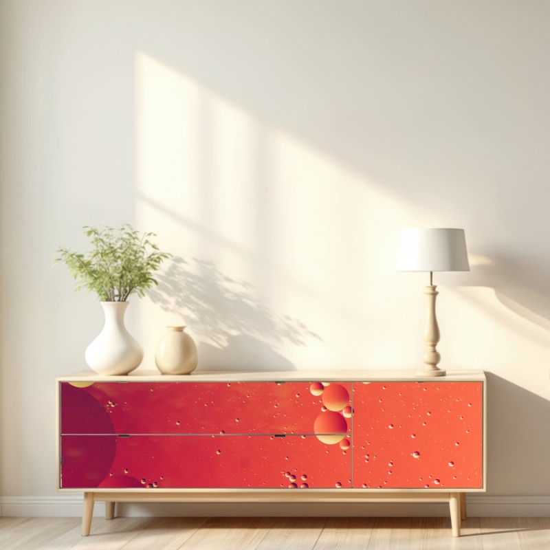 Naklejka repozycjonowalna ciepła pomarańczowa abstrakcja z bąbelkami – Wallissimo® Naklejka repozycjonowalna ciepła pomarańczowa abstrakcja z bąbelkami – Wallissimo®