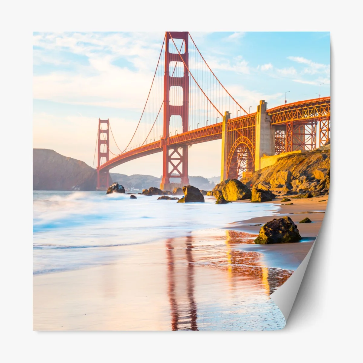 Naklejka repozycjonowalna złota godzina przy moście Golden Gate, Baker Beach – Wallissimo® Naklejka repozycjonowalna złota godzina przy moście Golden Gate, Baker Beach – Wallissimo®