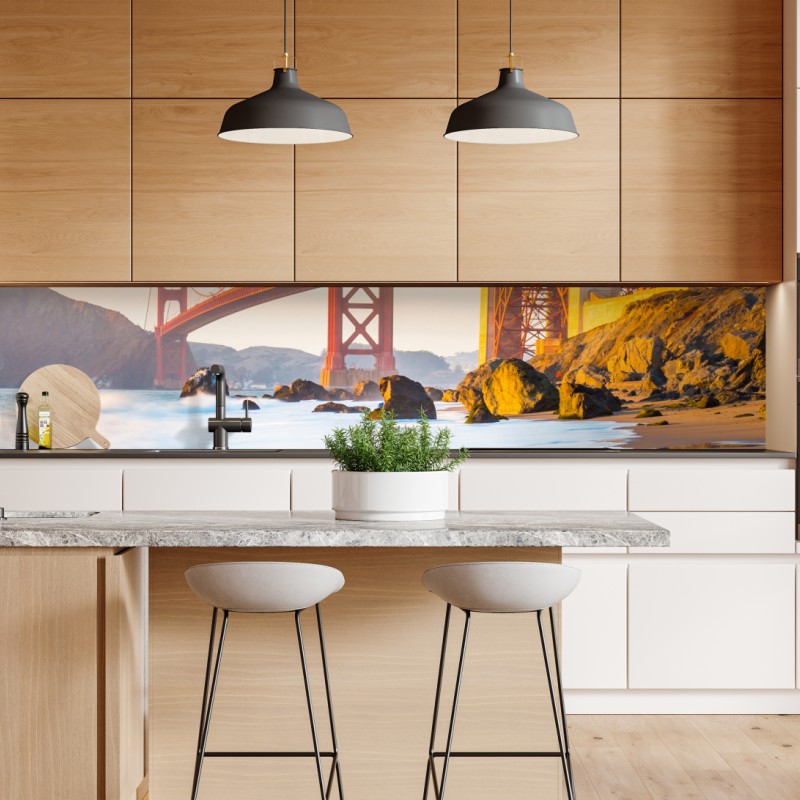 Naklejka repozycjonowalna zimowa mgła nad lasem iglastym – Wallissimo®