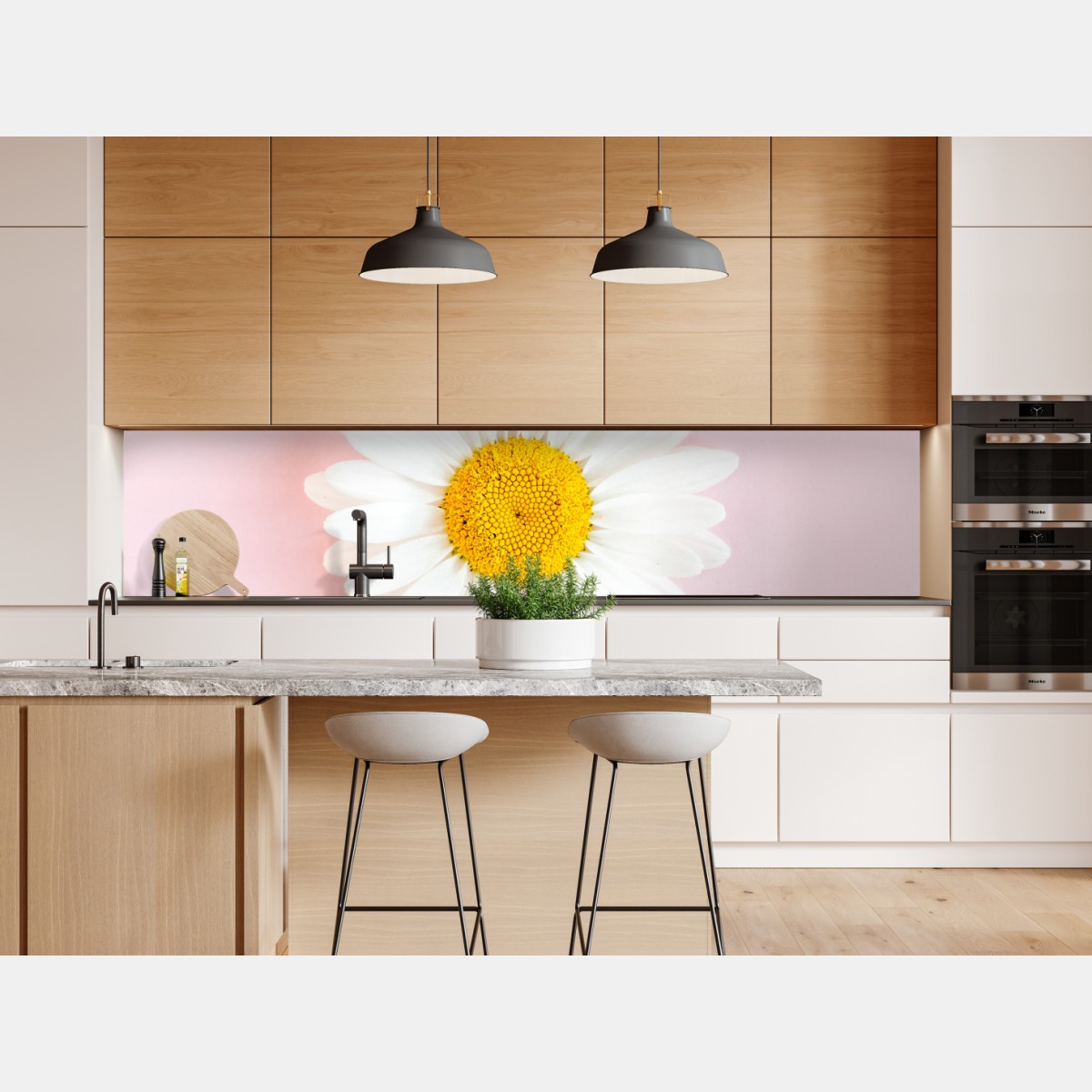 Naklejka repozycjonowalna biała stokrotka na pastelowym różowym tle – Wallissimo® Naklejka repozycjonowalna biała stokrotka na pastelowym różowym tle – Wallissimo®