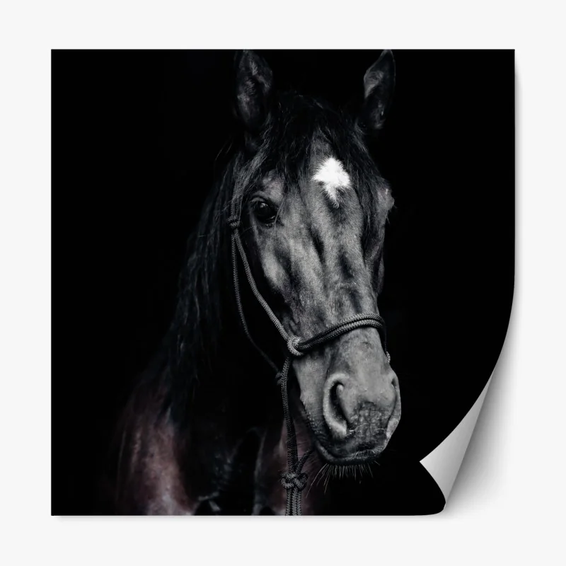 Naklejka repozycjonowalna gniady koń na polu rzepaku – Wallissimo®