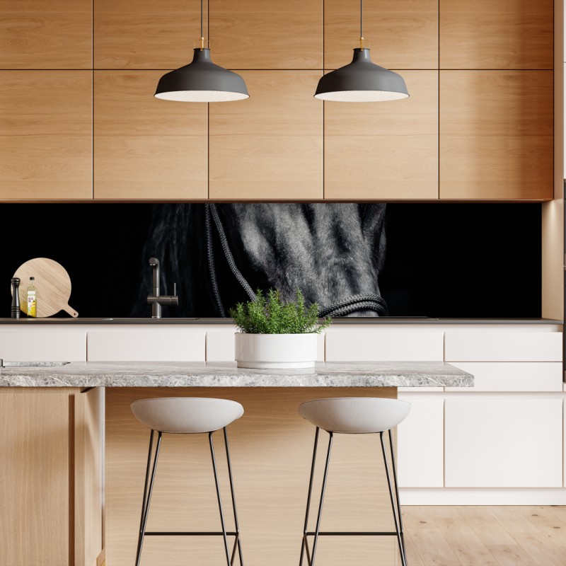 Naklejka repozycjonowalna gniady koń na polu rzepaku – Wallissimo®