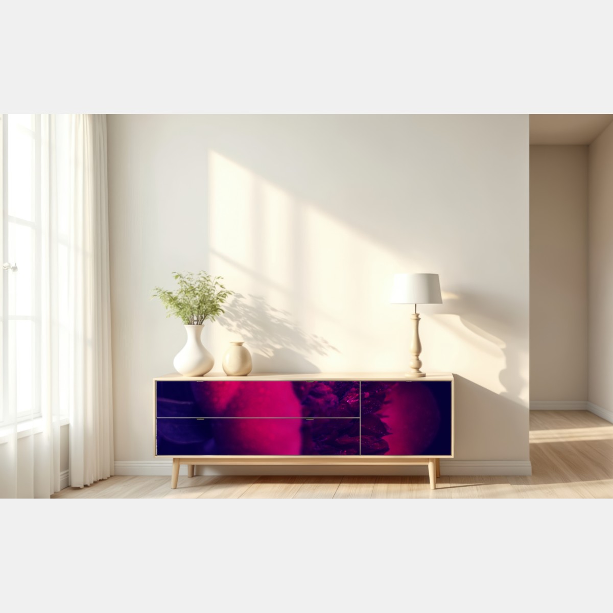 Naklejka repozycjonowalna nastrojowa różowa piwonia zbliżenie – Wallissimo® Naklejka repozycjonowalna nastrojowa różowa piwonia zbliżenie – Wallissimo®