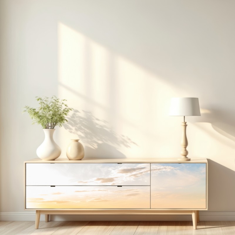 Naklejka repozycjonowalna wschód słońca nad mglistymi pagórkami – Wallissimo® Naklejka repozycjonowalna wschód słońca nad mglistymi pagórkami – Wallissimo®