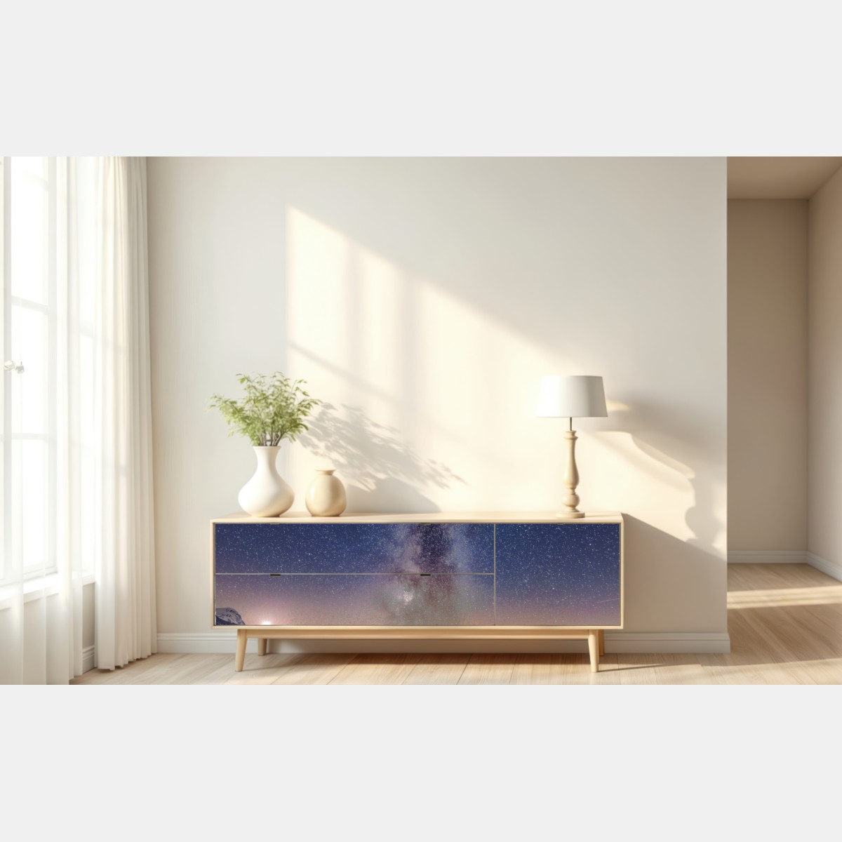 Naklejka repozycjonowalna droga mleczna nad alpejskim szczytem odbita w jeziorze – Wallissimo® Naklejka repozycjonowalna droga mleczna nad alpejskim szczytem odbita w jeziorze – Wallissimo®