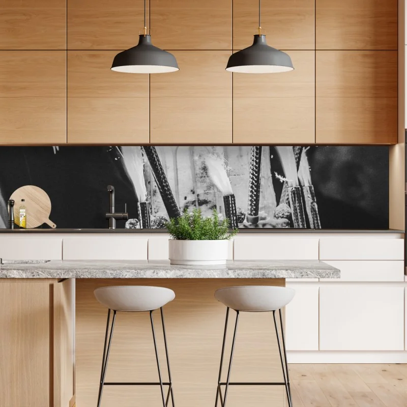 Naklejka repozycjonowalna granatowy motyw z złotymi konturami kwiatów – Wallissimo®