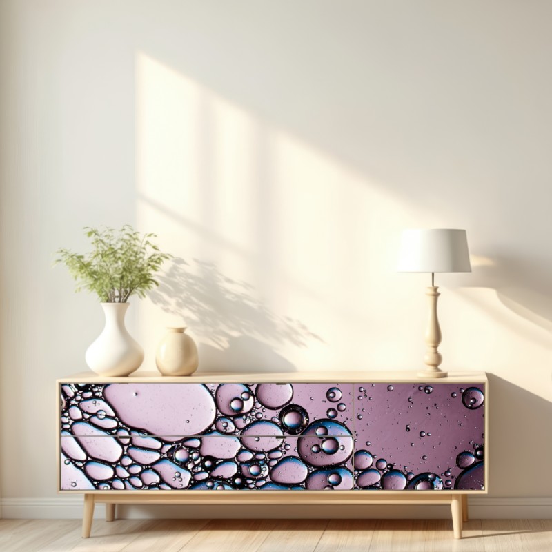 Naklejka repozycjonowalna fioletowy abstrakcyjny wzór z bąbelkami – Wallissimo® Naklejka repozycjonowalna fioletowy abstrakcyjny wzór z bąbelkami – Wallissimo®