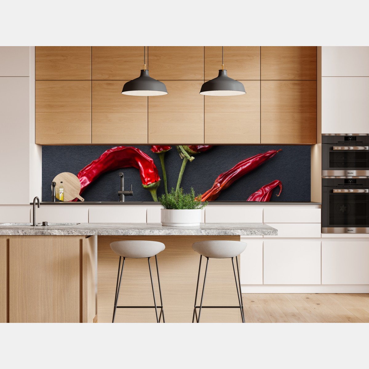 Naklejka repozycjonowalna kulinarna grafika z czerwonych papryczek chili – Wallissimo® Naklejka repozycjonowalna kulinarna grafika z czerwonych papryczek chili – Wallissimo®