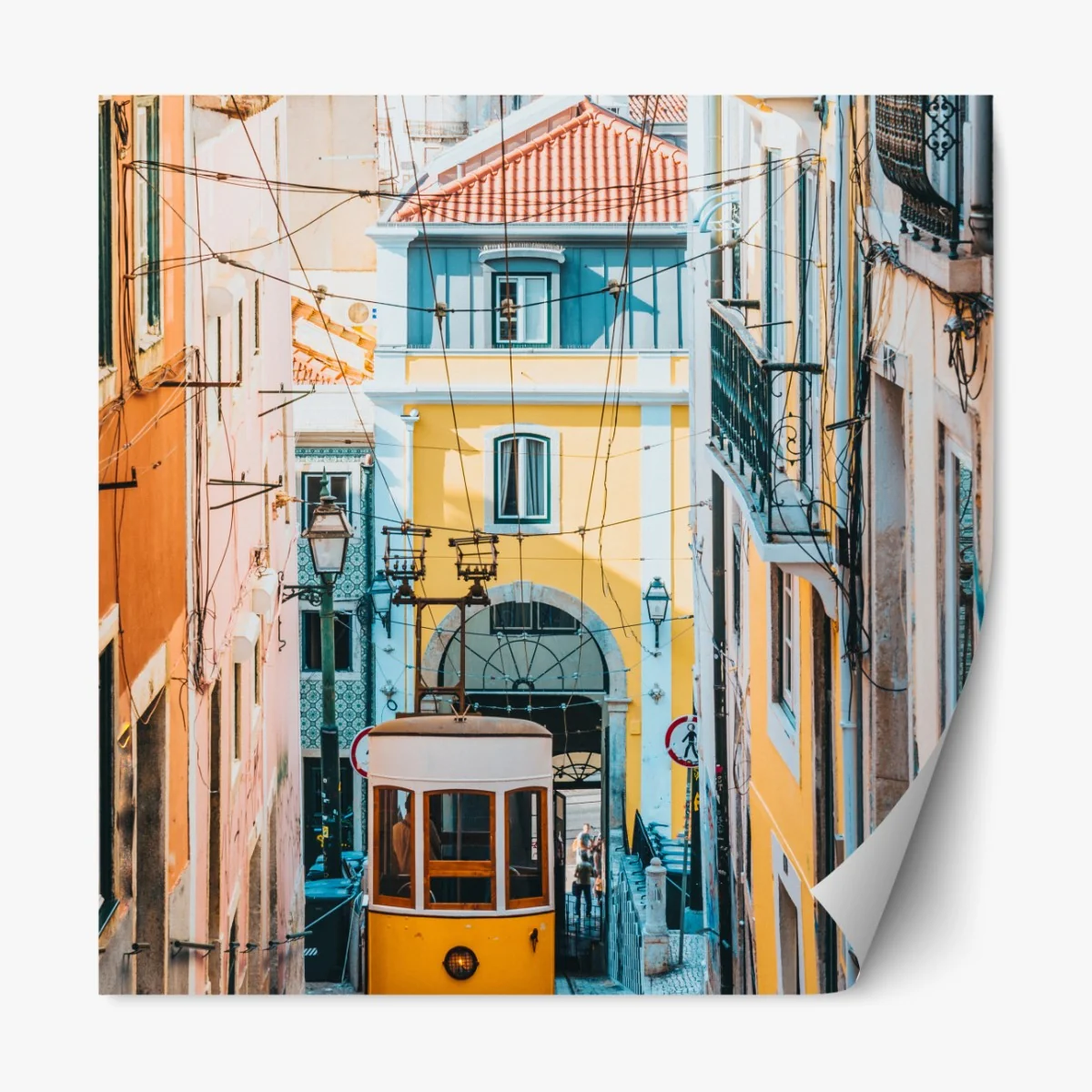 Naklejka repozycjonowalna kolorowy tramwaj bica w Lizbonie – Wallissimo® Naklejka repozycjonowalna kolorowy tramwaj bica w Lizbonie – Wallissimo®