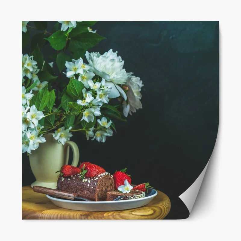 Naklejka repozycjonowalna wzór z muszlami w granacie i beżu – Wallissimo®