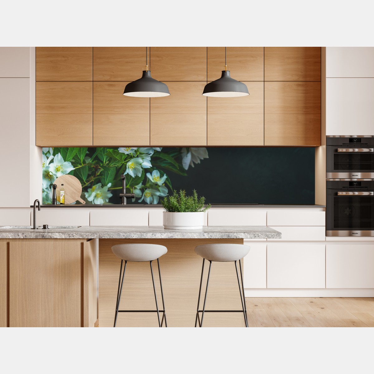 Naklejka repozycjonowalna rolada czekoladowa z truskawkami i białymi kwiatami – Wallissimo® Naklejka repozycjonowalna rolada czekoladowa z truskawkami i białymi kwiatami – Wallissimo®