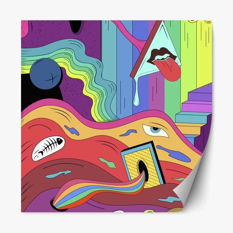 Naklejka repozycjonowalna psychodeliczny pop artowy sen