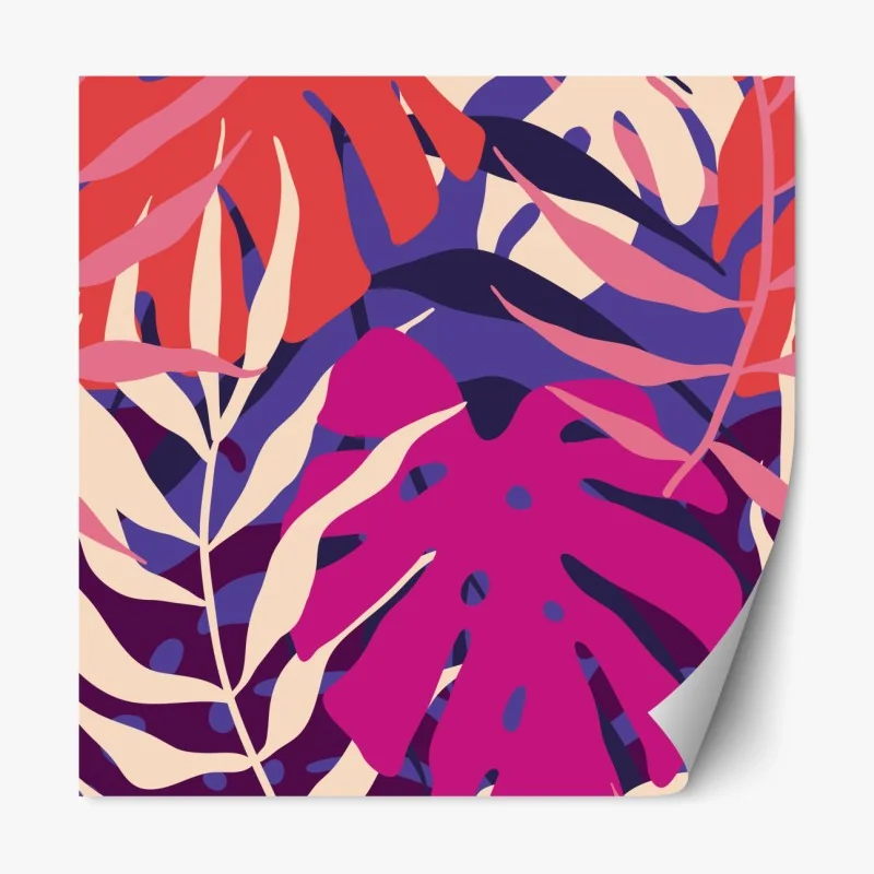 Naklejka repozycjonowalna pastelowy tropikalny wzór liści