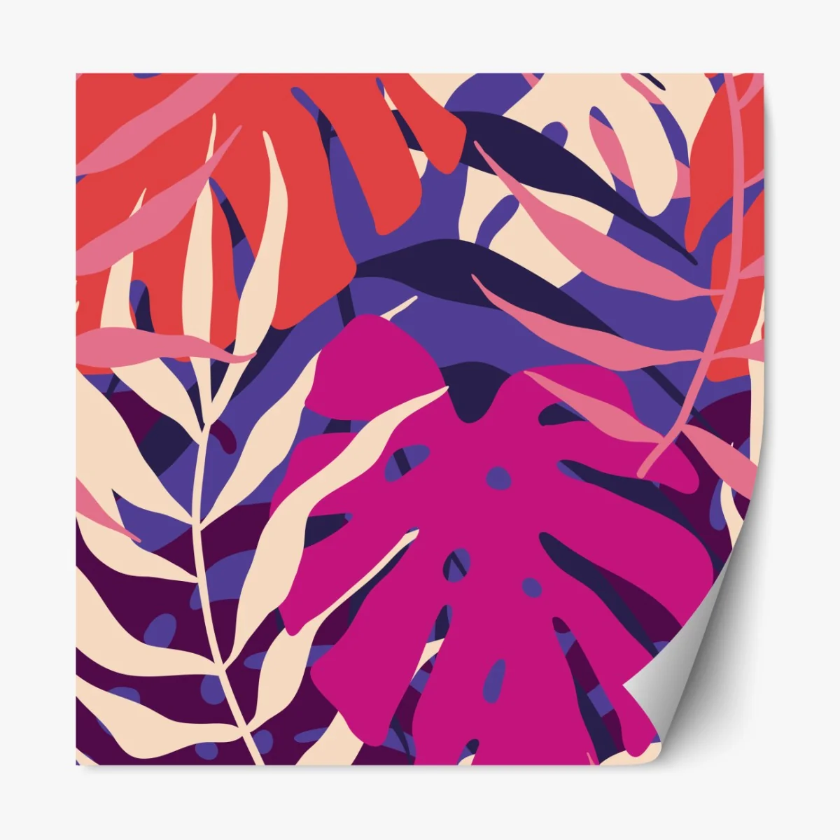 Naklejka repozycjonowalna pastelowy tropikalny wzór liści – Wallissimo® Naklejka repozycjonowalna pastelowy tropikalny wzór liści – Wallissimo®