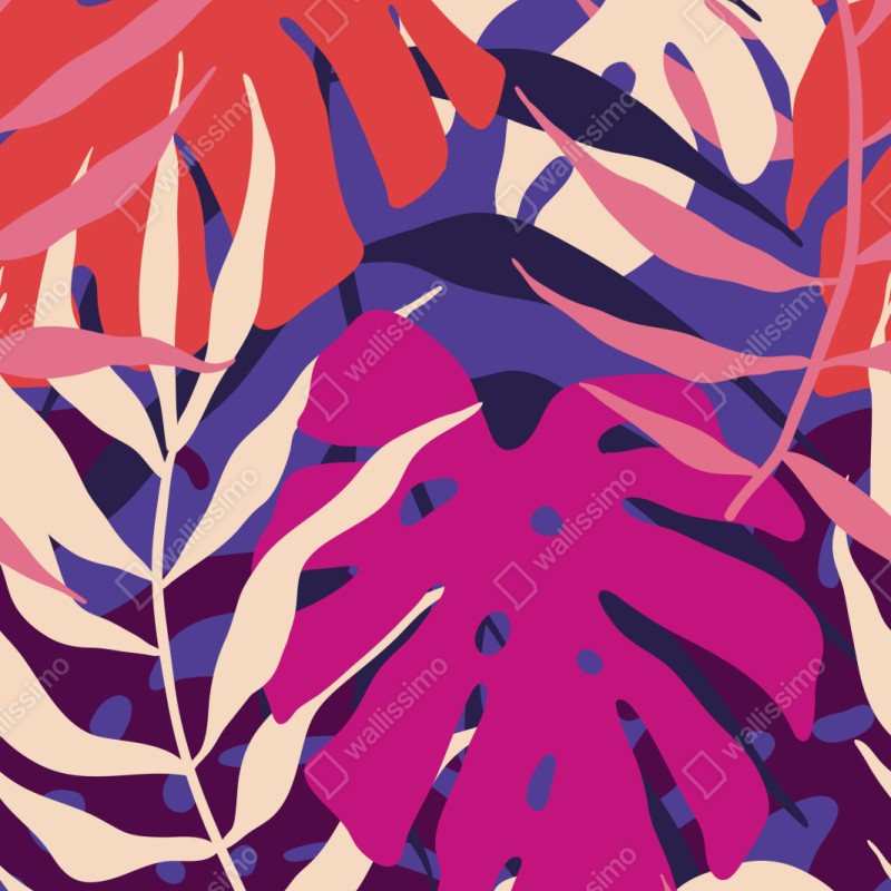 Naklejka repozycjonowalna pastelowy tropikalny wzór liści – Wallissimo® Naklejka repozycjonowalna pastelowy tropikalny wzór liści – Wallissimo®