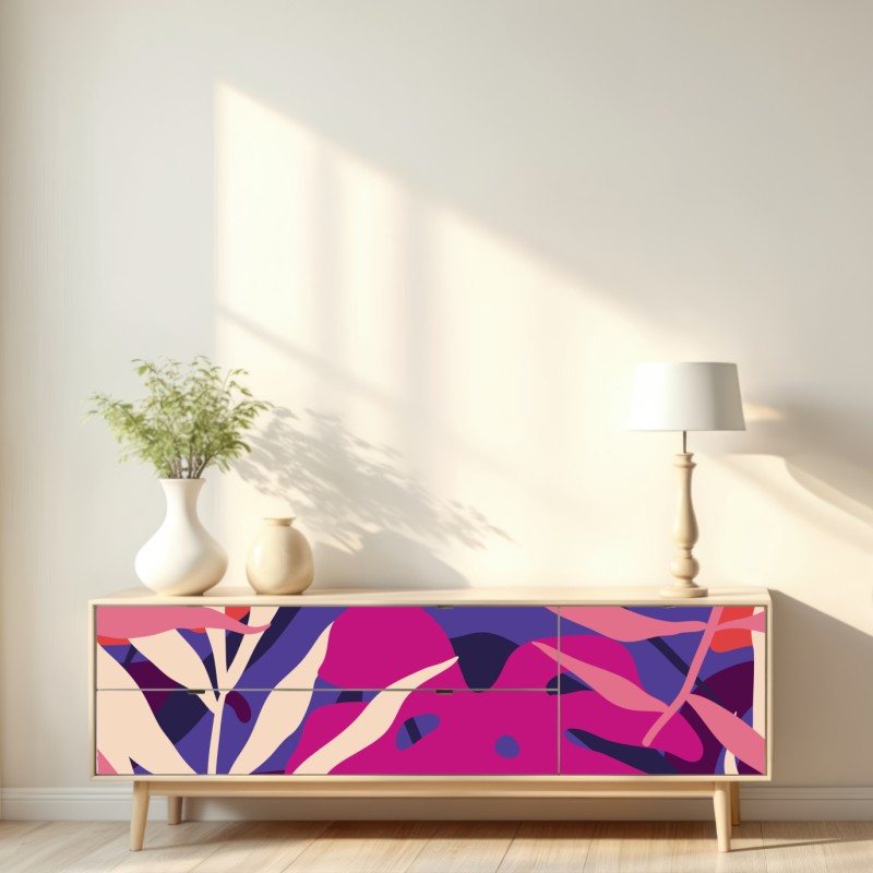 Naklejka repozycjonowalna pastelowy tropikalny wzór liści – Wallissimo® Naklejka repozycjonowalna pastelowy tropikalny wzór liści – Wallissimo®