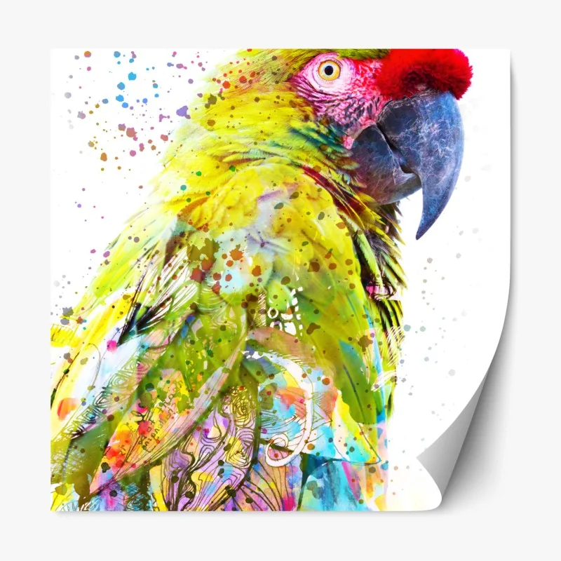 Naklejka repozycjonowalna żywy portret papugi w akwareli